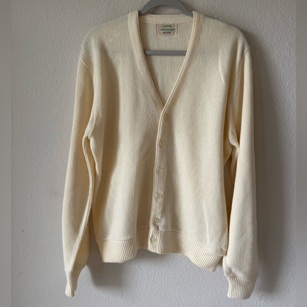 Vtg Casual Ralationships by Revere Cardigan 100%‎ Orlon Acrylic Sz L Grandpa - Picture 4 of 8